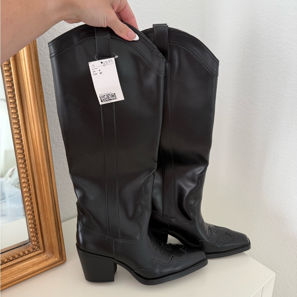 H&M black cowboy boots